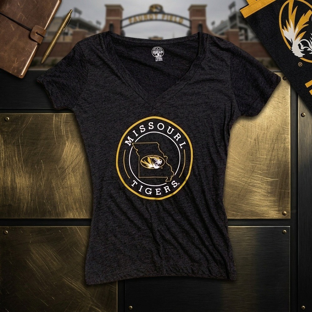 Rivalry Threads Missouri Tigers Womens V-Neck T-Shirt Charcoal Gray Size M NWOT
